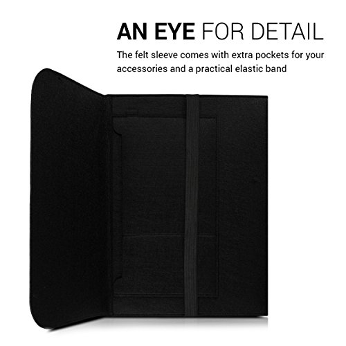 kwmobile Laptoptasche Filz Sleeve für 15″ 15,6″ Laptop / Ultrabook – Notebook Tasche Schutzhülle Laptop Case Hülle in Schwarz mit Innentaschen Innenmaße: ca. 41,5 x 31 cm - 4
