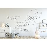 Wandschnörkel® Aufkleber HM~AA13 Ein bisschen MAMA ein bisschen PAPA und ganz viel WUNDER Spruch Wandtattoo Kinderzimmer Baby Mädchen Jungen Türaufkleber, personalisiert