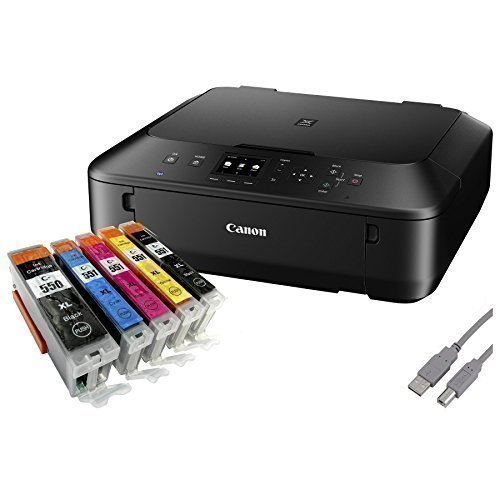 Canon PIXMA MG5650 Multifunktionsgerät (Drucker, Kopierer, Scanner, USB, WLAN) schwarz + USB Kabel & 5 Youprint Tintenpatronen (Originalpatronen ausdrücklich nicht im Lieferumfang)
