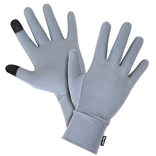 MAXAX sous Gant Tactile Efficace Hiver Automne Thermique Seconde Peau Ultra Doux Confort Coupe-Vent Respirant Ski Snowboard Running Moto Vélo Randonnée Camping Femme Homme Enfant (Gris, XL)