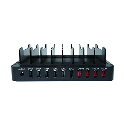 LogiLink PA0141 Fast Charge USB Multiport Ladegerät/Ladestation, 10-Port, 5V/66W mit eingebautem Intelligent-IC schwarz - 4