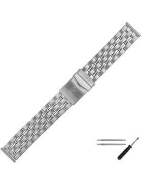 MARBURGER Uhrenarmband 20 mm Edelstahl Silber - Edelstahl - Inkl. Zubehör - Ersatzarmband, Schließe Silber - 88508080020