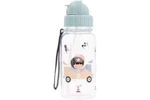 Tutete Botella de Agua para Niños 500 ml | 100% Libre de BPA, lavable en lavavajillas, con pajita suave, asa de transporte y tapón fácil de abrir, ideal para Guardería y Colegio | Speed Racers