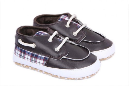 Bigood Baby Anti-Slip PU Leather Shoes Walking Sneakers Slip-on 13cm Coffee
