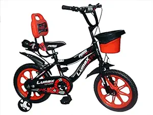 AMS Smart BMX Single Speed 14T Kids Bicycle for 2 to 5 Years with Training Side Wheels(Hard Plastic Rim, Black Red White)