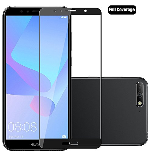 Preisvergleich Produktbild Voviqi Huawei Y6 2018 Panzerglas, Hüllenfreundlich Vollständige Abdeckung Schutzfolie gehärtetem Glas Folie Blasenfrei Volle Abdeckung Displayschutzfolie für Huawei Y6 2018 (Schwarz)
