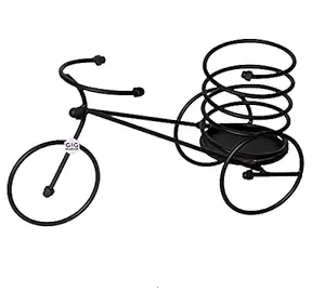 GIG Handicrafts Rickshaw Style Iron Wheel Planter Small Tabletop Planter Plant on Wheels and Floor Decorative Metal Rickshaw Planter Flower Planter Pot ( 25 cm x 10 cm x 13 cm, Black )