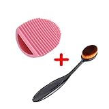 Tonsee 1Pc Makeup Brush + 1Pc Brushegg Cleaning Oval Cosmetic Foundation Powder Brushes