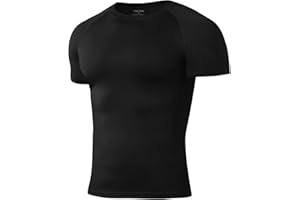 Niksa Men's Compression T-Shirts, 1 Pack or 2 Packs Running Tops Short Sleeve Crew Neck Quick Dry Base Layer Shirts for Gym Sports Fitness Workout Cycling Training
