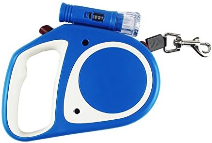 Retractable Leash for Dogs, 5 M, with torch light 15 Hours Battery Life, Extendable Dog Leash, Ribbon, Extendable Cord Strap With Carabiner/Hook 360, Button Locking, Paseo, Walking, entrenami 5m blue
