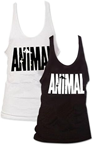 Pack of 2 Mens Animal Letter Print Muscle Gym Stringer Tank Top for Bodybuilding