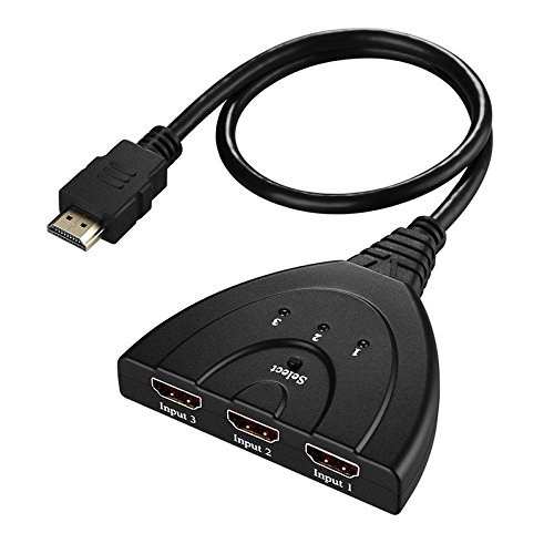 BlueBeach® Hochwertige 3 Port HDMI Switcher 3x1 Auto Switch 3-In-1-Out mit 28 AWG-HDMI-Kabel + Mikrofasertuch, 28 AWG-HDMI-Kabel (Pigtail Teil), Full HD 1080p HDMI Switch - flexible 3-Port-Switch | 3 x IN / 1 x OUT | Dolby True HD / intelligente Schalt automatische und manuelle Schalter HUB Box LCD HDTV