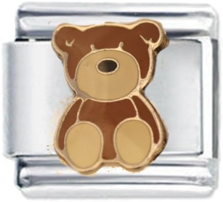 Brown Teddy Bear Enamel Italian Charm for Bracelet, Compatible with all 9mm Italian Style Charm Bracelets