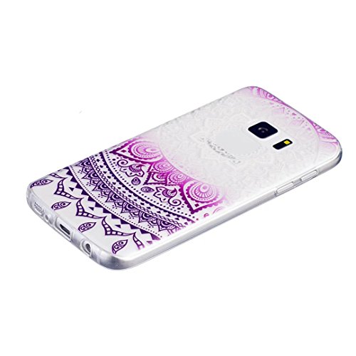 KSHOP Taschen Samsung Galaxy S7 Hülle TPU Silikon Case Schutzhülle durchsichtig transparent Ultra dünn kratzfeste Anti-Fingerprint – Indien Deep Purple Mandala - 2