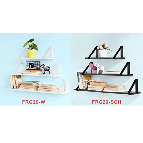 SoBuy® 3er Set Wandregal, Bücherbord 3-teilig, Schweberegale, Hängeregal, Wandbord mit Bänden, weiß, FRG29-W - 8