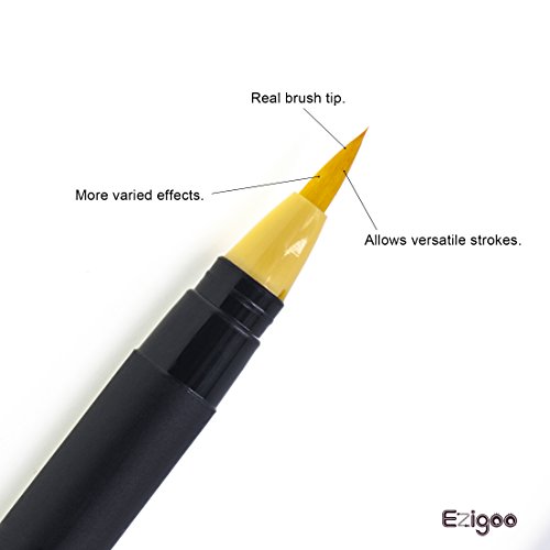 Ezigoo Brush Pen Set – 10 Farben – Pinselmarkierungen mit weichem flexiblen realen Pinselspitze schaffen Aquarell Effekt - 3