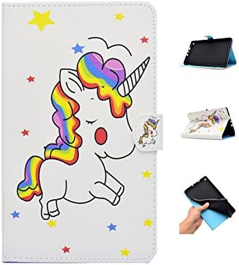 Case for Kindle Fire HD 8 Tablet, GSWAY Thinnest Lightest Folding Stand PU Leather Cover with Auto Sleep/Wake & Anti-Slip for Amazon Kindle Fire HD 8 2018/2017/2016 - Unicorn