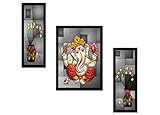 SAF Diwali Gift Frame Painting Set (Synthetic, 33 cm x 37 cm x 4 cm, Blue, Set of 3)