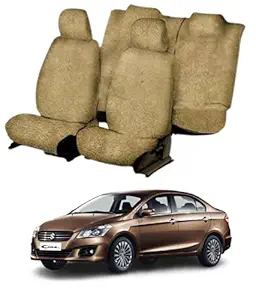 Chiefride Cotton Car Seat Cover for Maruti Suzuki Ciaz (5 Seater) (Beige) (All Detachable Headrest)