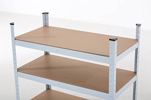 CLP Schwerlastregal, Metall, verzinkt, Tragkraft 525 kg, Maße: 90 x 90 x 45 cm, Lagerregal 3 Böden weiß - 4