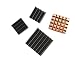 Produktbild com-four® 4er Set Passive Alu Kühlkörper Black Edition in verschiedenen Größen + 1 Kupfer Kühlkörper für Raspberry Pi Modell A + B - zum Aufkleben