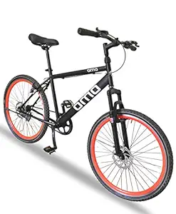 Omobikes Manali G1 MTB Bike, 26T Single Speed, for Men Woman and Adults, with Dual disc Brakes and Front Suspension, Frame Size 18 inch, Steel Frame, Multicolor, for 13 Year and Above