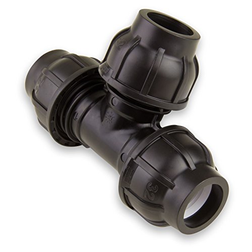 PE Rohr Verschraubung T-Stück 25x20x25 mm Reduzierung Abzweig Klemmverbinder - 2