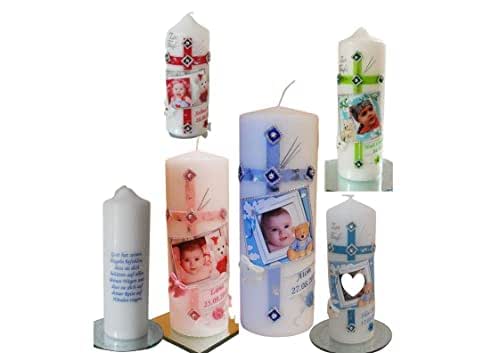 Handverzierte Taufkerze / Kommunionkerze Mit 3D-Engel – Personalisiert Mit Name & Datum