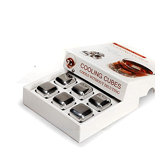 happynuts Wein Chiller Cubes Edelstahl Chillen Eiswürfel wiederverwendbar Wein Cubes & Chillen Steinen für Whiskey Wein Getränk, 6er Set mit Zange - 2