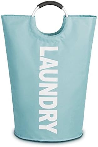 Foldable Heavy-duty Laundry Basket Waterproof Bag with Double Round Rings Jumbo Laundry Hamper (Blue)