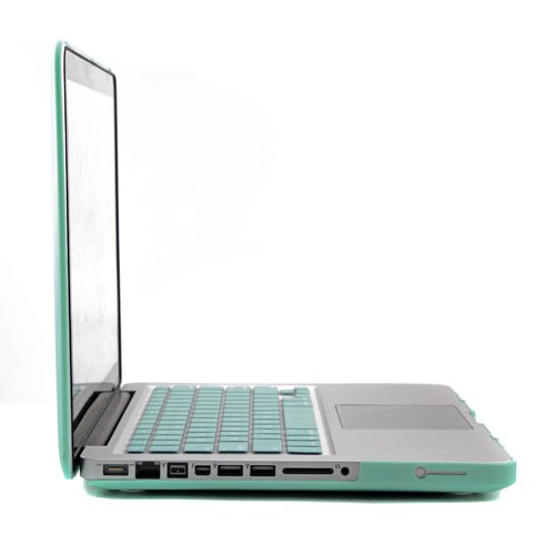 GMYLE Türkis 4 in 1 Hülle Tasche für Macbook Pro 13 Zoll – Weicher Transportbeutel – Tastatur-Abdeckung (US Layout) – Schutzfolie für den Bildschirm (nicht für MacBook Pro Retina 13) - 6