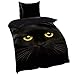 Produktbild First B Home Mikrofaser Bettwäsche Wende 135x200 cm 2 TLG schwarz Katze