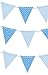 Produktbild VALUE TWIN PACK Blue & White Polka Dot Colour Pennant Card Bunting Indoor/Outdoor Party Decoration Banner Approx Total 16 Flags 13 Foot by Fun Machine