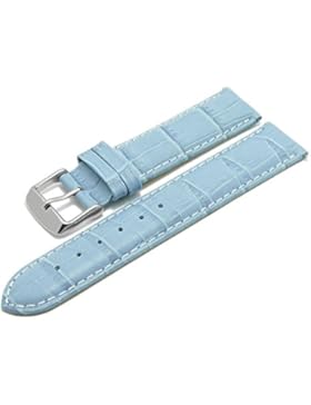Meyhofer EASY-CLICK Uhrband Marseille 22mm hellblau Alligator-Prägung weiße Naht My2hesl3013