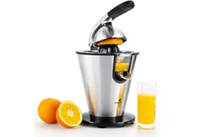 SENYA Presse Agrumes Electrique, Bras Levier, en Acier Inoxydable, 0.7L, 160W, INOX, Noir