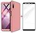 Produktbild AILZH Samsung Galaxy A7 2018 Hülle 360 Grad Schutzhülle PC Hartschale Anti-Schock HandyHülle Anti-Kratz Stoßfänger 360°Cover Case Matte Schutzkasten+Gehärteter Glasfilm Rosen(Rosa)
