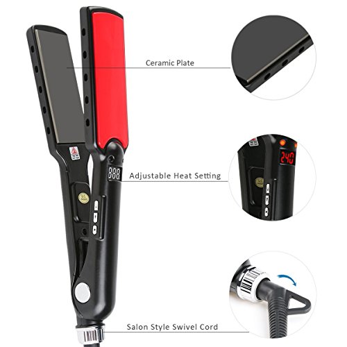 Flyoneer® Profi Glätteisen Extra Breit Digital Nano-Titan einstallbar 80~240 ℃ Turmalin – Keramik Haarglätter – effektiv und sicher (mit hochwertiger Keramikbeschichtung ) - 2