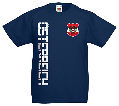 Österreich EM 2016 Kinder T-Shirt Trikot Name Nummer (Navyblau, 140)