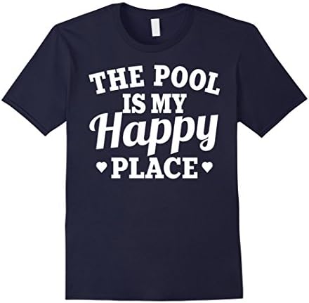 Men's The Pool Is My Happy Place Shirt: Funny Swimmer Gift T-Shirt 2XL Navy