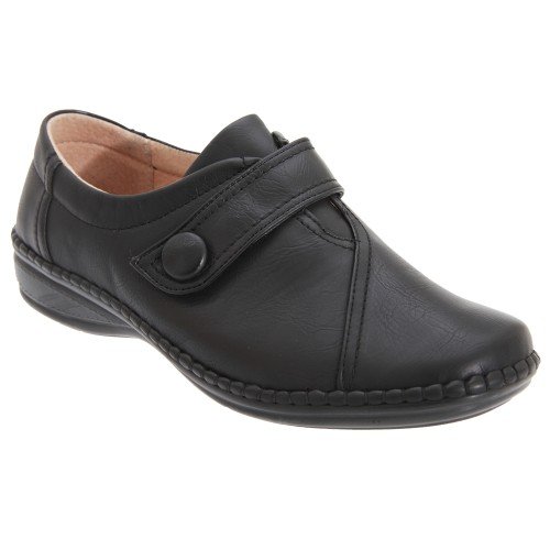 Boulevard - Zapatos con Tira de Velcro con Ancho Especial XXX para Mujer (38 EU/Negro)