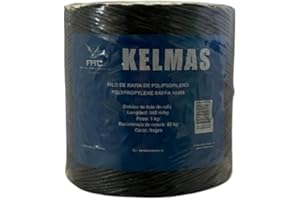 Kelmas - Cuerda - Hilo - Rafia - 600 MTS - 1 kg - Grosor 4MM - Cuerda Agricultura - Cuerda Jardinería - Cuerda Paquetería - Cuerda Entutorar - Cuerda Empacar - Cuerda Tomates - Cuerda Negra