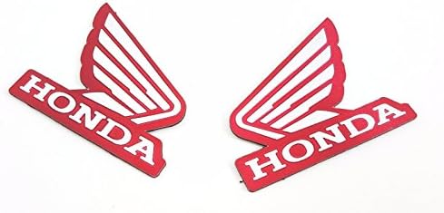 2 Chrome / Red Motorcycle abs Fuel Tank Emblem Decal Sticker Custom Honda TANK