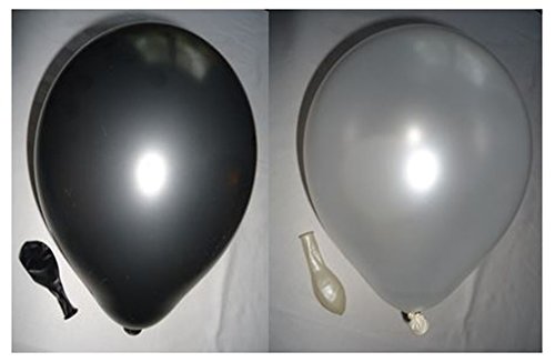 50 metallic Luftballons je 25 weiß & schwarz Qualitätsballons 27 cm Ø (Standardgröße B85)