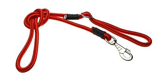 Dog leash orange/red with dark grey 10mm No. 10 - high quality leash for large and medium-sized dogs, made of specially developed PPM rope and paracord, with wrist strap, handmade in Germany.
