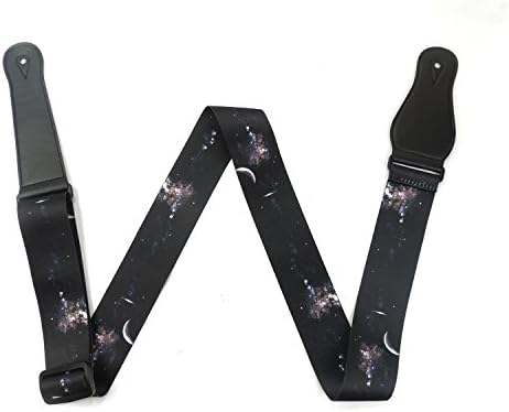 Lemmikki Starry Sky Print Adjustable Soft Polyester Colorful Guitar Strap (Black)