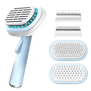Cat Brush and Dog Brush, 5 in 1 Dog Brush for Shedding, Pet Brush for Cats and Dogs Self Cleaning Slicker Brush, Cat Brush for Short Long Haired Cats for Regular Combing Loose Undercoat Mats and Tang