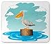 Produktbild WYICPLO Pelican Mouse Pad, Single Aquatic Bird Standing on a Log Water Blue Sky with Clouds Clipart Style, Standard Size Rectangle Non-Slip Rubber Mousepad, Multicolor