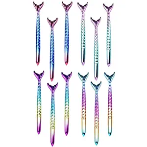 INDIKONB MERMAID GEL PEN 12 PC SET - Creative Liquid Gel Ink Rollerball Pen for School Home Office Stationery Store Kids Girls Women Coworkers Gift, Party Supplies, birthday return gift set of 12 pens (0.5mm Black Gel Ink Pen) | MERMAID GEL PEN 12 P |
