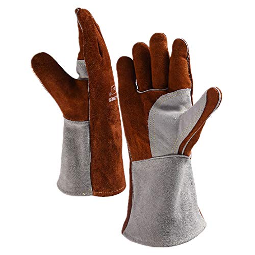 spécification Gants de travail multifonctions coupe-feu résistant à la chaleur MIG TIG ARC MMA Soudage Gants de soudure Gants de forge en cuir Pour Four Grill Cheminée Four Poêle Poêle Poêle Tig Welder Mig BBQ Gard
