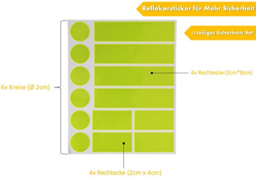 Leuchtaufkleber – Reflektorsticker für mehr Sicherheit, Sticker universell einsetzbar Fahrrad Helm Kinderwagen Buggy gelber Reflektor - 2